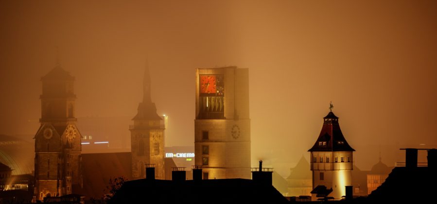 Downtown Stuttgart in the mist